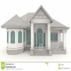 3D Retro House Architecture Exterior Design In Whi Stock Images - Karbonix