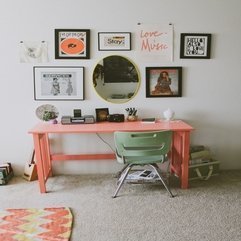 Adorable Peach Table Green Chair And Oval Mirror With Cream - Karbonix