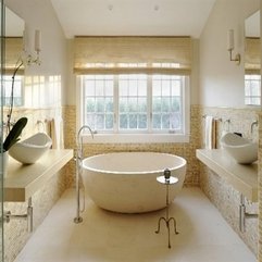 Best Inspirations : Antique Modest Beige Bathroom With Rattan Curtain - Karbonix