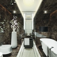 Apartment Gorgeous Bathroom Design With Luxury Black Marbles Wall - Karbonix