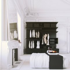 Apartments Parisian Apartment White Bedroom With Black Clothes - Karbonix