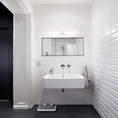 Apartments White Bathroom Wall Tile White Sink With Weighter And - Karbonix