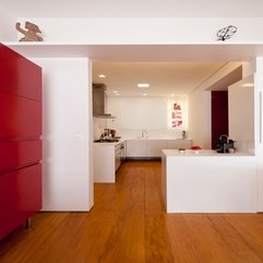 Apartments White Cabinets With Red Color Cupboard And Wooden - Karbonix