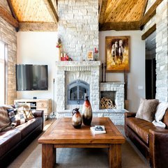 Architecture Cool Stone Fireplace With Elegant Wooden Table And - Karbonix