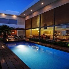 Best Inspirations : Architecture Excellent Blue Swimming Pool With Wood Floor Deck In - Karbonix