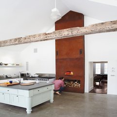 Best Inspirations : Architecture Shabby Chic Farmhouse Interior Kitchen With Fireplace - Karbonix