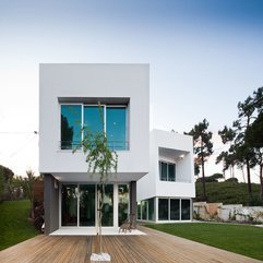 Best Inspirations : Architecture Teerace Twin Block House Design With White Exterior - Karbonix