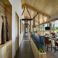 Architecture White Hallway With Wooden Shelf And Door In - Karbonix