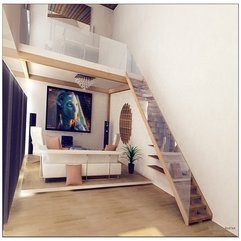 Area Above Living Room With Exotic Wooden Staircase Picturesque Mezzanine - Karbonix