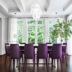 Area White Long White Dining Table Purple Chairs Dining Room - Karbonix