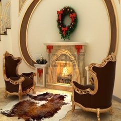 Armchairs By Fireplace With Christmas Tree Decorations In - Karbonix