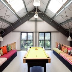 Awesome Attic Home Interior Design With Colorful Using As Billiard - Karbonix