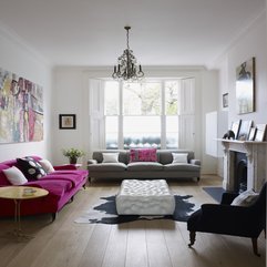 Best Inspirations : Awesome Modern Bright Home Design With White Black Purple Sofa - Karbonix