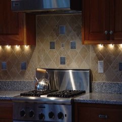 Backsplash Chrome Kettle On Stainless Steel Stove Mosaic Kitchen - Karbonix