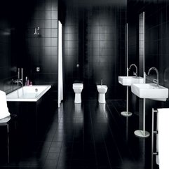 Best Inspirations : Bathroom Back In Black Bathroom Design With Full Black Glossy - Karbonix