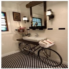Best Inspirations : Bathroom Creative White Sink Above Old Cycle Bathroom Design - Karbonix