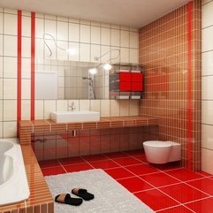 Best Inspirations : Bathroom Small Bathroom Interior Design Equipped With Red Floor - Karbonix