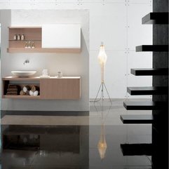 Bathroom With Wooden Cabinet Modern White Basin Simple Storage - Karbonix