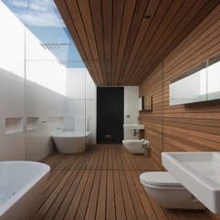 Bathroom With Wooden Floor Semi Open - Karbonix