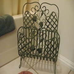 Bathrooms Antiqued Green Wrought Iron Basket Towel Rack Sttowel Racks - Karbonix