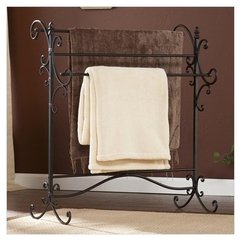 Bathrooms Elegant Four Bar Scrolled Metal Towel Rack Towel Racks - Karbonix