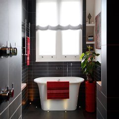 Bathrooms Interiors Red White Modern Minimalist - Karbonix