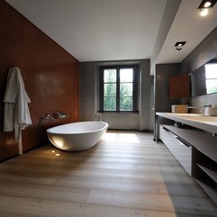 Bathtub On Red Bathroom Wall Oval White - Karbonix