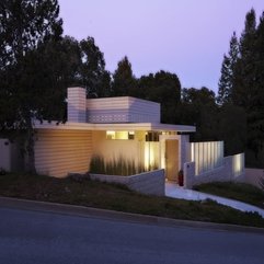 Beautified With Yellow Lighting Viewed From Facade White Home - Karbonix