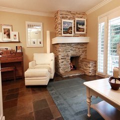 Beautiful Living Room Idea With Stone Fireplace - Karbonix