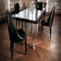 Beautiful Traditional Rectangular Mirrored Glass Top Dining Table - Karbonix