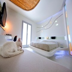 Bed Futuristic Bedroom White Floating - Karbonix