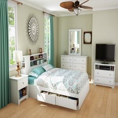 Best Inspirations : Bedroom Charming White Bed With White Cabinet In Green Bedroom - Karbonix