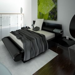 Bedroom Design With Big Leaf Painting In Modern Style - Karbonix