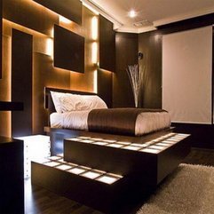 Bedroom Lovely Bed Level With Awesome Lighting And Amazing Wall - Karbonix