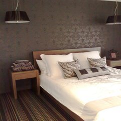 Bedroom With Brown Leaves Pattern Simple White Bottom Chandelier Fascinating Design - Karbonix