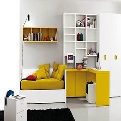 Bedroom With Yellow And White Accent Modern Teenage - Karbonix