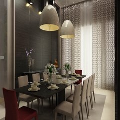 Best Inspirations : Black And Beige Magnificent Dining Room With Modern Pendant Lamps - Karbonix