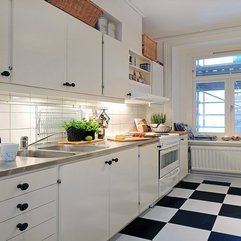 Best Inspirations : Black And White Floor Makes The Kitchen Looks So Arty Part Of - Karbonix