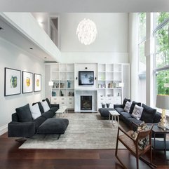 Black Aofas White Wall Unit And Shelves Living Room - Karbonix