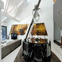 Best Inspirations : Black Chairs Table Fill Dining Room With Unique Chandelier Glossy - Karbonix
