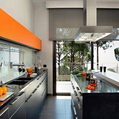 Black Kitchen Cabinets Beautify With Orange Accents Glossy - Karbonix