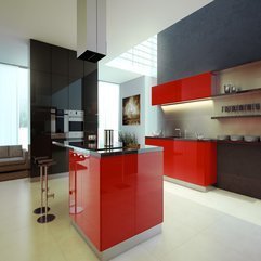 Best Inspirations : Black Red Kitchen Design With Stainless Stell Kitchen Islglamorous - Karbonix
