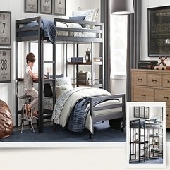 Best Inspirations : Black White Blue Boys Room With Bunk Bed Unique Study Desk Fascinating Design - Karbonix