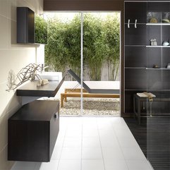 Black White Modern Style Bathroom Design With Glass Wall Looks Elegant - Karbonix