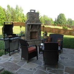 Black Wicker Material Outdoor Porches With Fireplaces - Karbonix