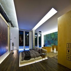 Blue Led Wall Lamps With Clean Wooden Floor Dainty - Karbonix