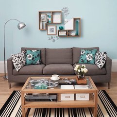 Blue Living Room With Chrome Floor Light Modern Minimalist - Karbonix