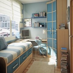 Blue Ocean Color Theme For Small Bedroom Design With Wooden Furniture Looks Cool - Karbonix