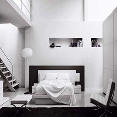 Bookcases Integrated In A Wall In Minimalist Bedroom Design - Karbonix