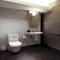 Best Inspirations : Bright Neutral Bathroom Design With Marble Gray Tile For Spacious - Karbonix
